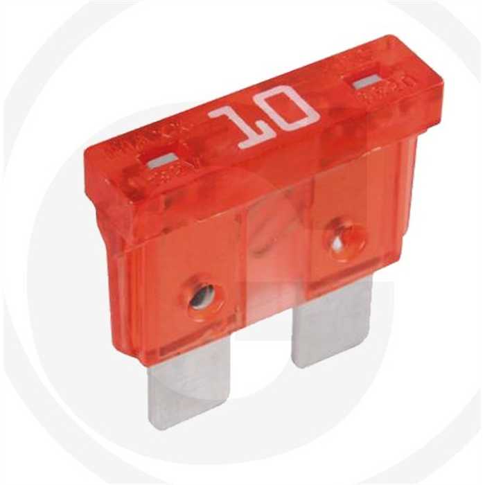 Fusible 10A 32V max à fiches plates, standard Fusible 10A 32V max à fiches plates, standard