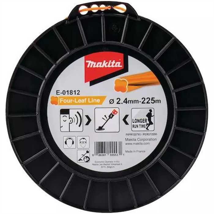 MAKITA E-01812 fil de coupe en forme de trèfle 2.4mm 225m MAKITA E-01812 fil de coupe en forme de trèfle 2.4mm 225m