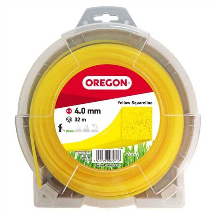 Orégon - Fil jaune de coupe pour débroussailleuse - forme carrée - 4.0 mm x 32 mm Orégon - Fil jaune de coupe pour débroussailleuse - forme carrée - 4.0 mm x 32 mm